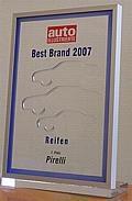 Pirelli zum zweiten Mal mit 'Best Brand 2007' ausgezeichnet.